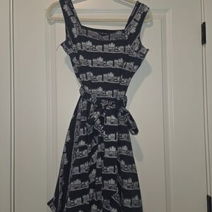 Effie's Heart Navy and White Printed Midi Dress